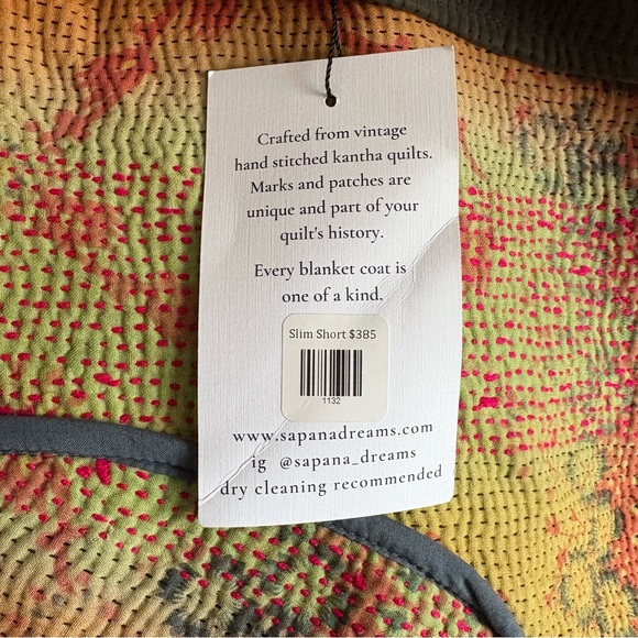 NWT Sapana Dreams Slim Short Kantha Quilt Blanket Jacket - Picture 5 of 12